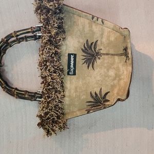 Bag daddy palm print bamboo handle